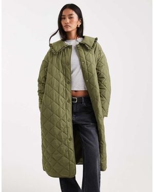 Miss Selfridge Quilted Liner Maxi Coat - Green