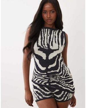 ASOS Knitted Asymmetric Top Co-ord - Black