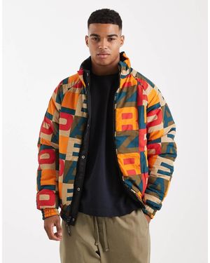 Parlez Chaqueta Acolchada Negra Reversible Con Cremallera Bidireccional Y Logo De Monograma De -Negro - Naranja
