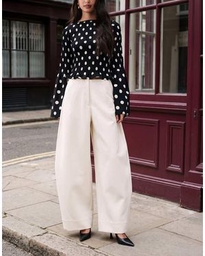 ASOS Clean Waistband Oversized Tailored Barrel Trouser - White