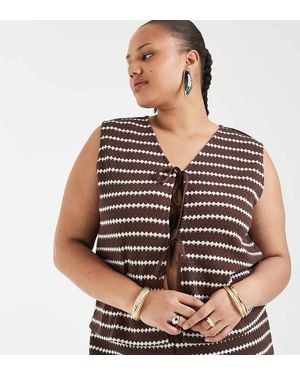 ONLY Canotta A Righe Allacciata Sul Davanti - Marrone