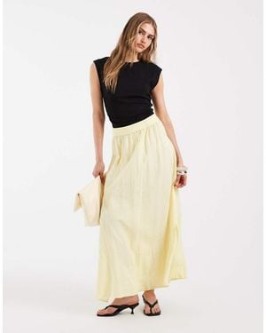 Pieces Maxi Rok Van Katoen - Naturel