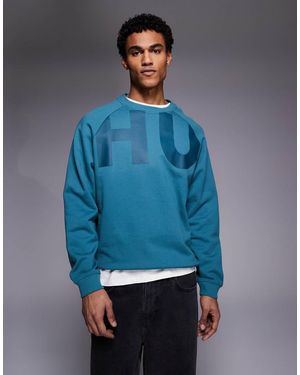 HUGO Nalfcrew Large Logo Sweatshirt - Blue