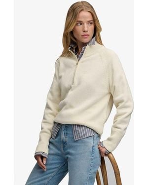 Superdry Classic Cotton Knit Half Zip Jumper - Natural