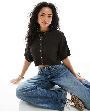 ASOS Cárdigan Marrón De Manga Corta De Punto De - Azul