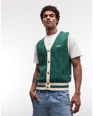 BLKVIS Two Tone Cable Knit Jumper Vest - Green