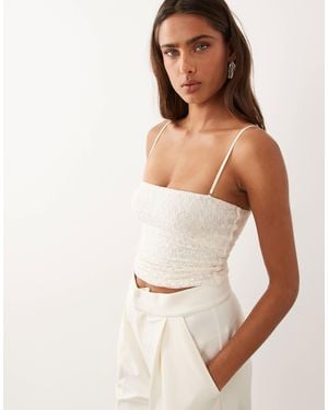 Oh Polly Lace Removable Straps Bandeau Crop Top - White