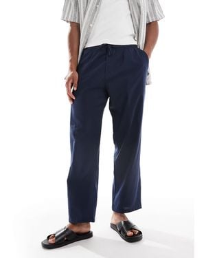 Jack & Jones Loose Fit Linen Mix Trouser - Blue