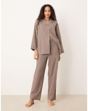 Mango – flanell-pyjamahose aus reiner baumwolle - Natur