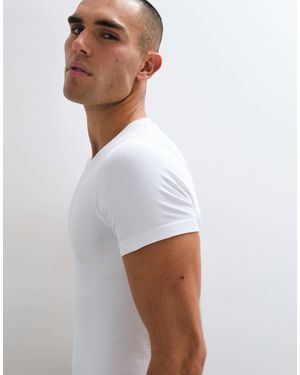 4505 T-shirt d'entraînement sans coutures côtelé coupe moulante en - Blanc