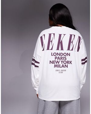 ASOS Weekend Collective Curve Icon Long Sleeve T-shirt With Stacked Back Logo - Grey