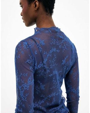 NA-KD Long Sleeve Lace Top - Blue