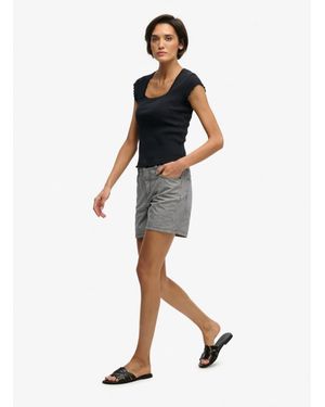 Superdry Mid Rise Stripe Shorts - Grey