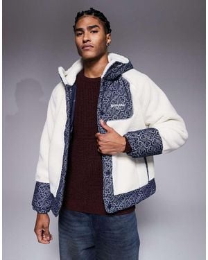 Sixth June Chaqueta Con Capucha Y Estampado Denim De Sherpa De - Azul