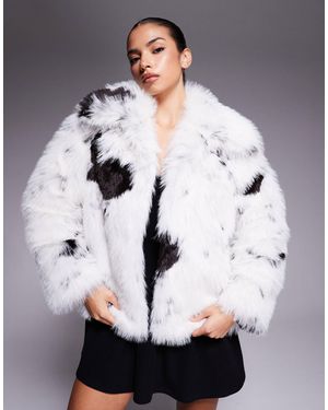 ASOS Top Collar Faux Fur Coat - Grey