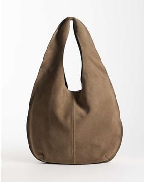 Mango 100% Suede Sack Shoulder Bag - Brown
