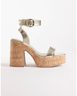 South Beach Double Buckle Wedge Sandals - Metallic
