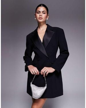 River Island Tux Style Cinch Waist Blazer Dress - Blue