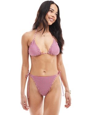 Brave Soul – bikinihose mit em vichy-karomuster und schnürung - Rot