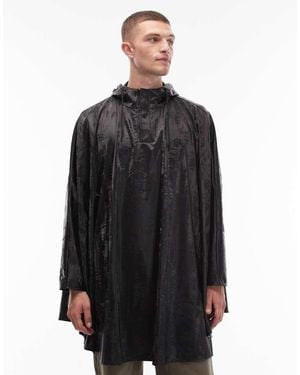Rains Waterproof Longline Cape Style Jacket - Black