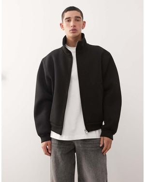 Weekday Chaqueta Negra Con Cuello Alzado De Tejido Efecto Neopreno De - Negro