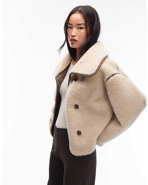 ARKET Chaqueta Claro Extragrande Con Ribete Marrón En Contraste De Borreguito Sintético De - Multicolor