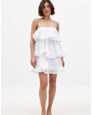 NA-KD Printed Flounce Mini Dress - White