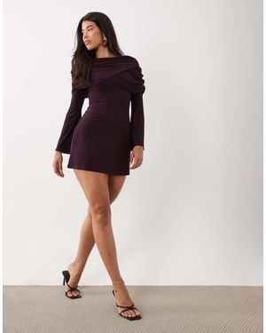 ASOS Slinky Mini Jurk Met Drape En Open Rug - Paars