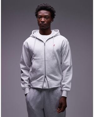 Gramicci Sweat à capuche avec fermeture éclair et logo unique - clair - Gris