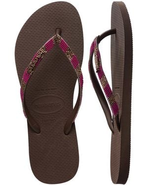Havaianas Tongs fines ornementées - marron foncé