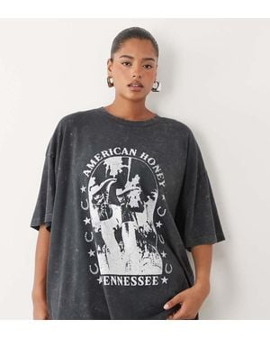 ASOS Asos Design Curve Oversized T-shirt With American Honey Western Graphic - Black