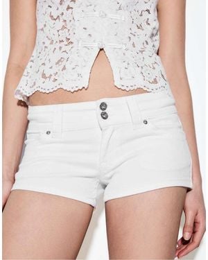 Stradivarius Denim Micro Shorts - White