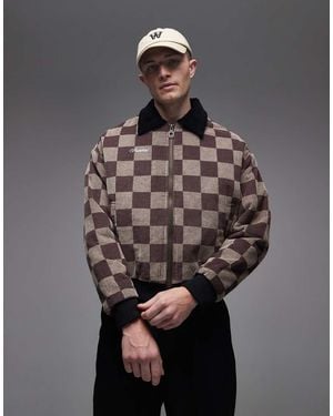 Prohibited Checked Bomber Jacket - Grey
