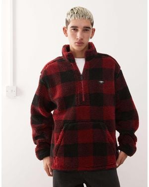 Quiksilver – mercury woodlands – karierte jacke aus sherpa-fleece - Rot