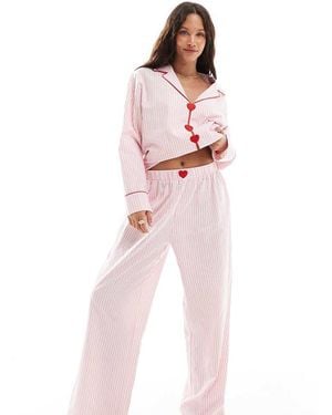 The Frolic Exclusive Heart Button Pyjama Trouser Co-Ord - Pink