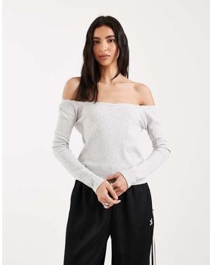 Mango Teen Off Shoulder Long Sleeve Top - White