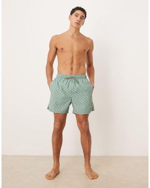 Calvin Klein Monogram Print Drawstring Swim Shorts - Blue