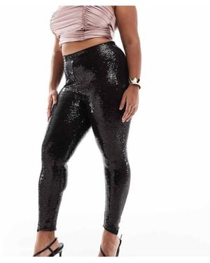 Yours Sequin Leggings - Black