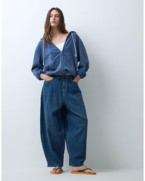 Collusion X008 Drapey Tie Front Balloon Jeans - Blue