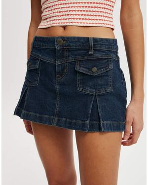 Cotton On Cotton On Micro Pleat Denim Skirt - Blue