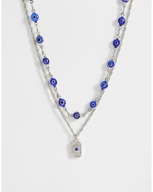 ASOS Confezione Da 2 Collane A Catenina Con Perline A Occhio Tonalità - Blu