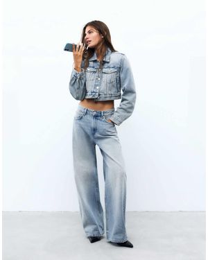 Pull&Bear – weite jeans - Blau