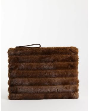 ASOS Flache portfolio-clutch mit faux-fur - Braun
