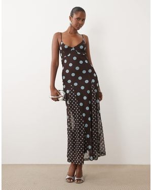 ASOS Mix Polka Dot Scarf Detail Midi Dress And - White