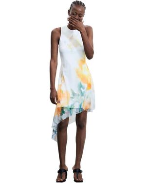 Desigual Asymmetric Sleeveless Dress - White
