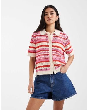 ONLY Short Sleeve Crochet Cardigan - Red