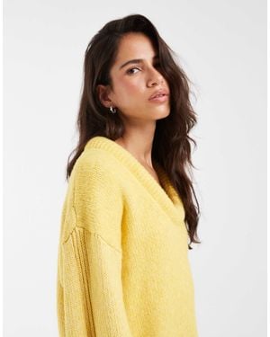 ASOS Stuffed Scoop Neck Trim Sweater - Yellow