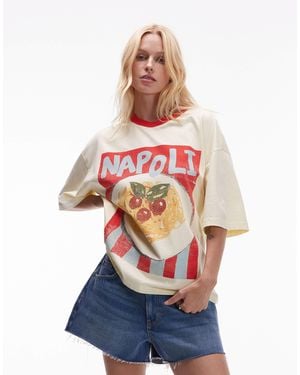 TOPSHOP Graphic Napoli Contrast Ringer Oversized Tee - Blue