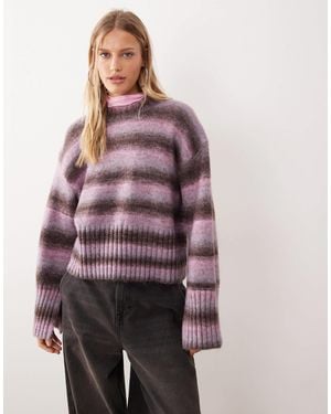 Monki Boxy Sweater With Faded Stripe - Red