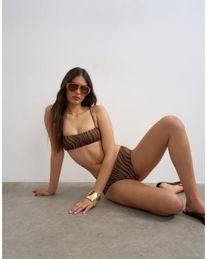 TOPSHOP Italy Booty Short Bikini Bottom - Brown